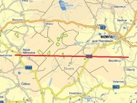 Mapa přibližné trasy tornáda